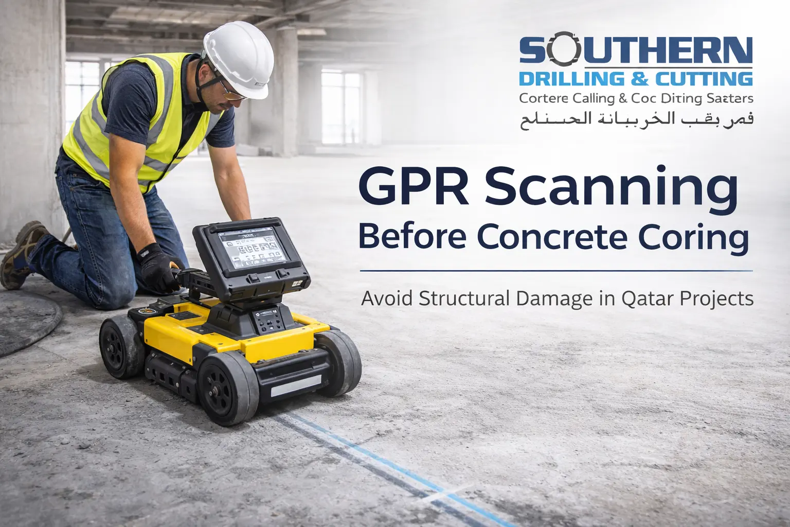 GPR scanning before concrete coring in Qatar